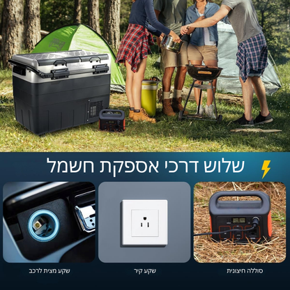 ™Coolvia | מקרר קומפקטי לרכב – שליטה בשתי טמפרטורות עם תאים נפרדים