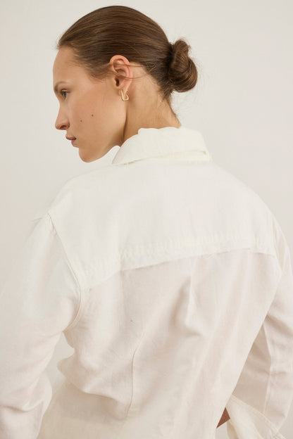 חולצה מכופתרת ארוכה לנשים Linen