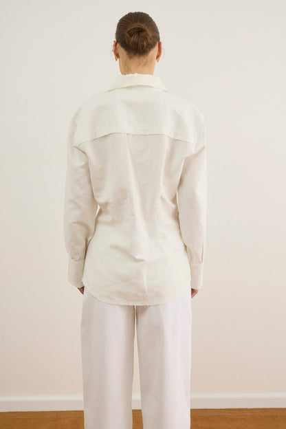 חולצה מכופתרת ארוכה לנשים Linen